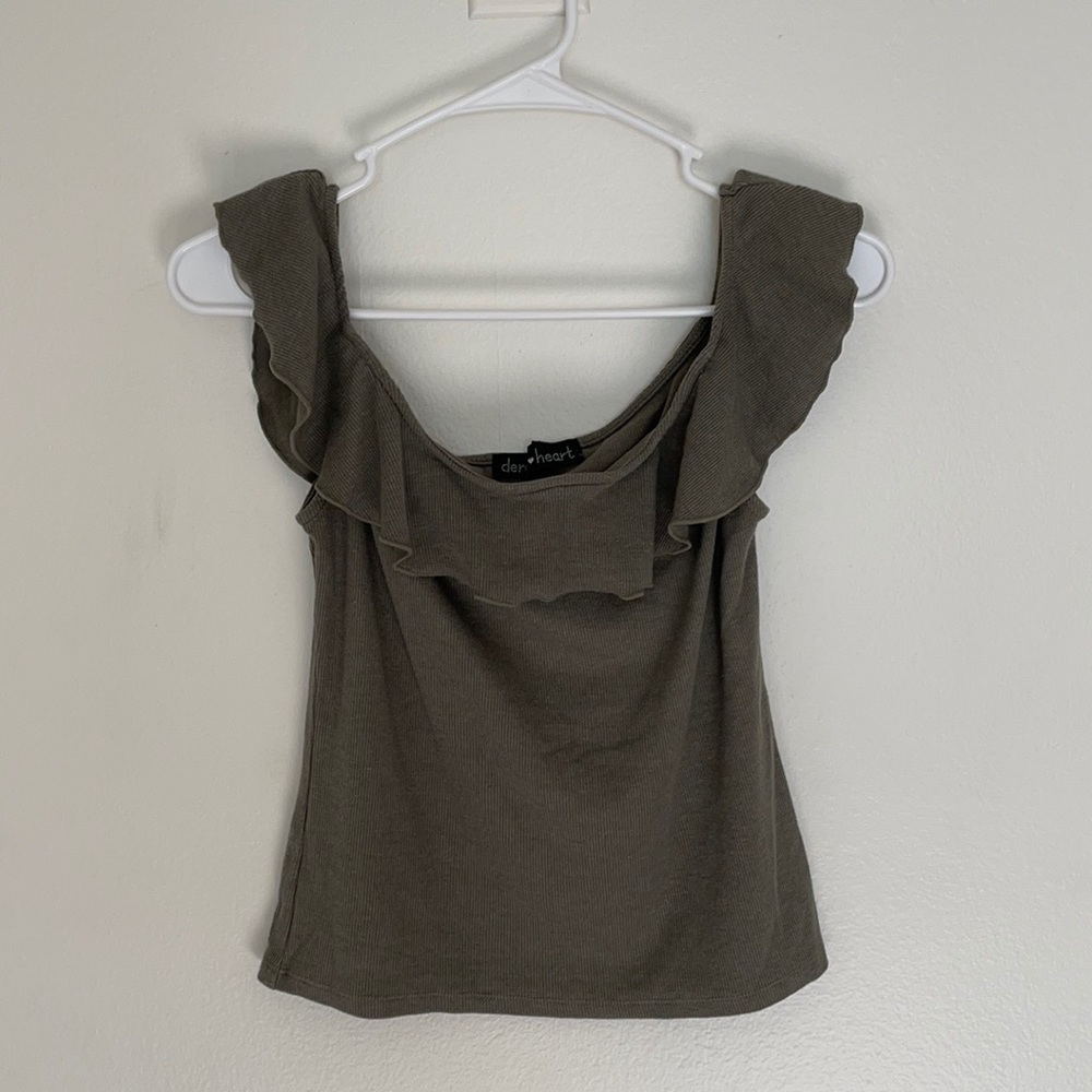 Green ruffle top